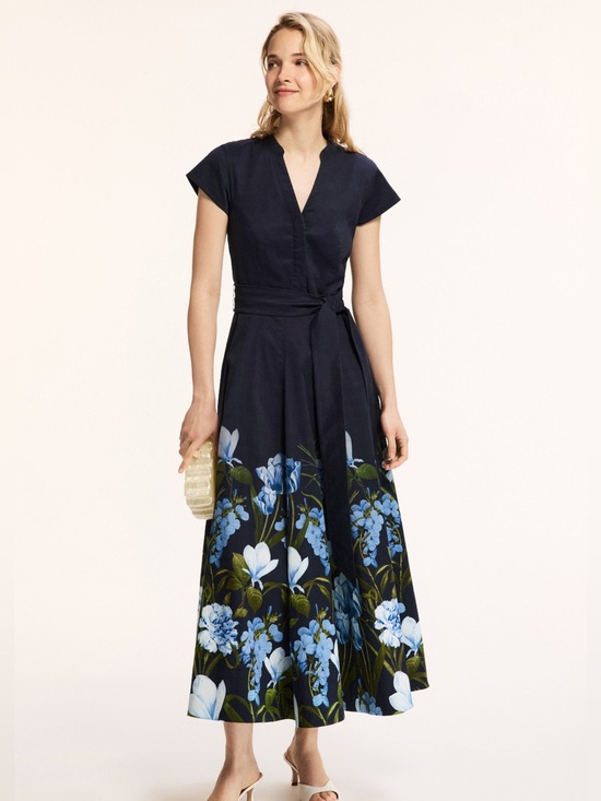 Sachin + Babi Dresses & Skirts - Sachin + Babi Navy Maxi Dress with Blue Floral Border